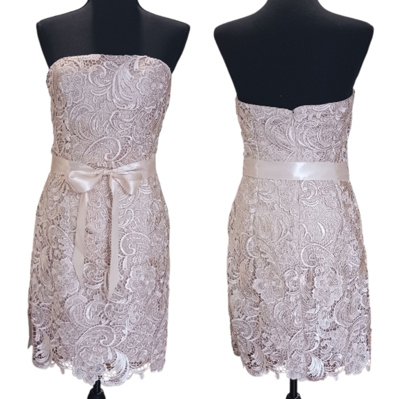 Adrianna Papell Lace Strapless Cocktail Sheath Dress - Picture 4 of 14